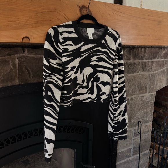 Zebra Print Cropped Sweater with Bell Sleeves - Picture 1 of 4
